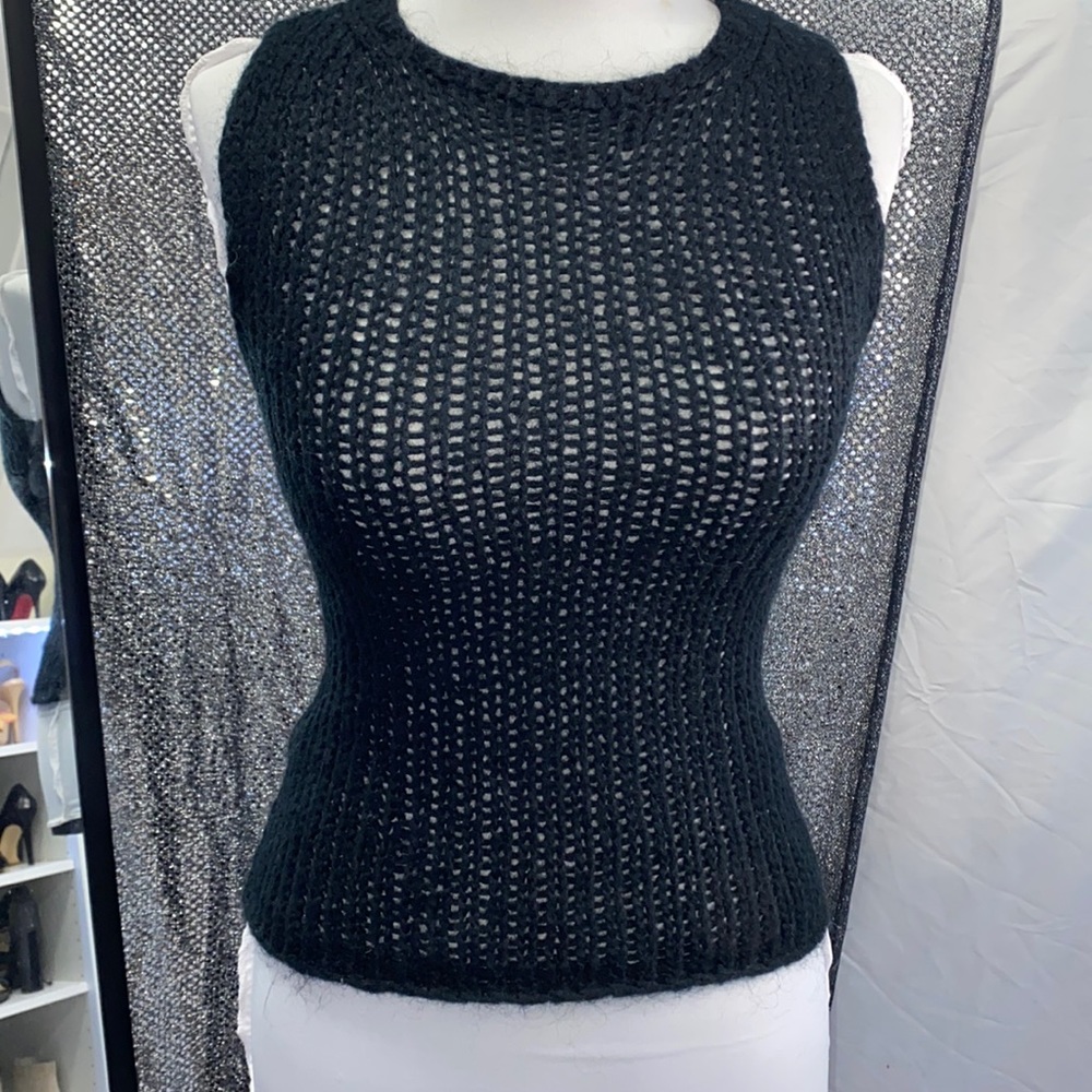 💎 Guess sweater tank top with sheer back in black